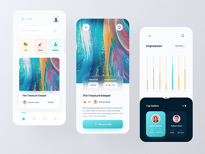 NFT Mobile App app design auction app bitcoin blockchain btc clean cryptocurrency doge minimal mobile app nft nft collections nft crypto tokens trade ui ui design uiux user interface ux