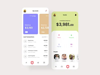 Wallet App Mobile UI Design adobe xd adobexd best best design clean ui design dribbble best shot ui