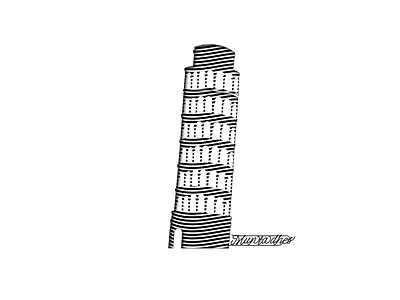 Pisa tower line art graphic design line art logo muntadher saleh