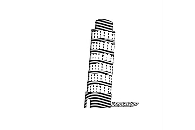 Pisa tower line art graphic design line art logo muntadher saleh