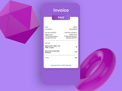 Daily UI 46 - Invoice 3d 46 app challenge daily daily ui daily ui 46 daily uiux design interface invoice ui ui design uiux user website