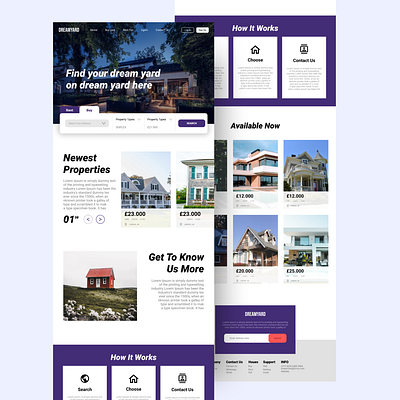 Real Estate Dream yard blue brand design branding design designer designs figma graphic design love real estate real estate web page realestatet site ui ui design uidesign web webdesign webpage website