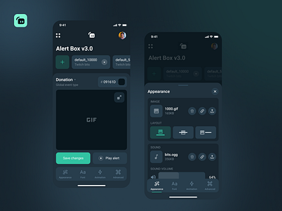 Streamlabs Alert Box v3.0 - Mobile App alert app application box clean ui creative crm dark theme dashboard design green inspiration ios mobile platform streaming streamlabs twitch ui ux
