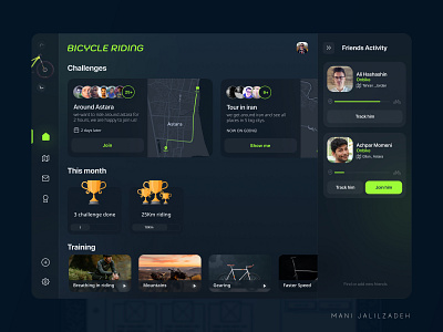 Bicycle Riding App bicycle bike cycling dark theme designwich event ipad lim green mani jalilzadeh ride app wichkids work out