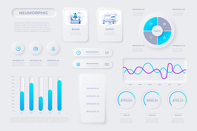 Neumorphic Infographic Elements application button clean elements graphic grey infographic interface neumorphic neumorphism scratch screen set template ui user interface ux web elements website white