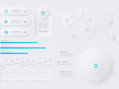 Neumorphic Infographic Elements app application button design gradient illustration infographic infographic element infographics interface menu neomorphic neumorphism screen template ui ux web design web development website
