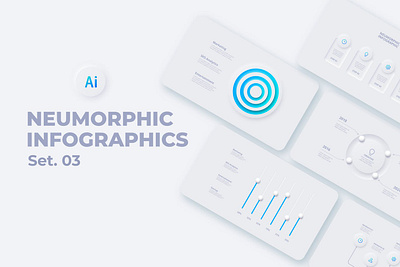 Neumorphic Infographics analytics blur business button chart clean concept data diagram gradient infographic interface minimal minimalism minimalist neumorphic neumorphism presentaton template white