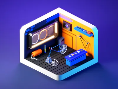 Bike Garage 3d 3d art 3d design 3d illustration 3d model assets b3d blender design game game assets illustration isometric lowpoly polygunrunway