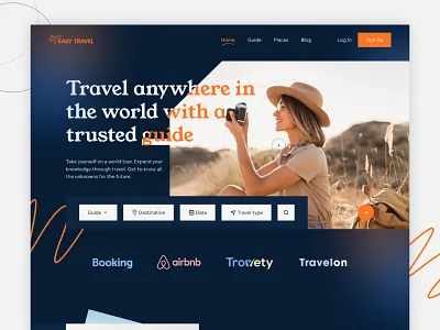 Travel Guide Landing Page clean creative design guide landing landing page minimal modern popular popular shot tour travel agency travel guide travel web ui uiux ux web web design website