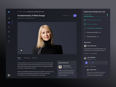 Courses page app clean courses dark app dark mode dark ui design learning platform lms minimal ui ux web app website