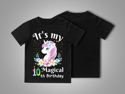 Happy 10th Birthday 10 Years Old Unicorn Lover brand branding design funny birthday t shirt illustration its my 10th birthday shirt logo t shirt t shirt art t shirt design twodles birthday shirt unicorn unicorn t shirt vintage t shirt design