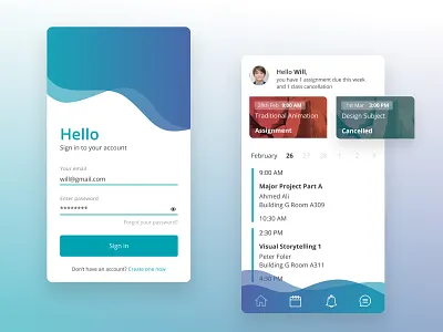 Education Mobile App Design academy app classes college courses education login mobile schedule sign in