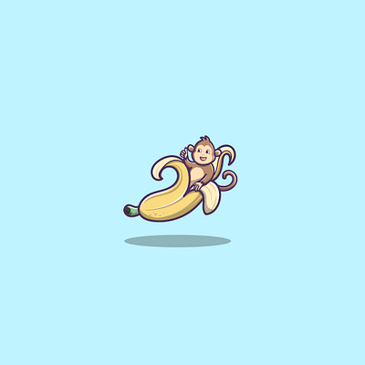 Cute Banana Monkey app branding design icon illustration logo vector