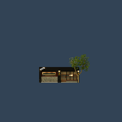 Shopfront | SHIMMER cafe 3d architecture building design illustration magicavoxel pixel pixelart space voxel voxelart
