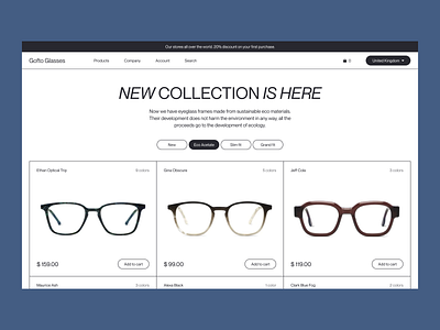 Gofto Glasses E-commerce 2020 trends 2021 trends art direction branding clean concept design e commerce glass glasses online shop shop shopping ui ui design ui elements uidesign ux web web design