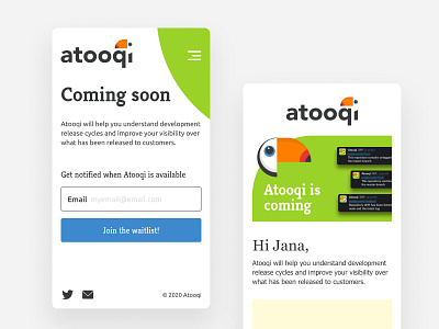 Mobile Web Design app colorful edm input field landing page mobile newsletter toucan user interface website