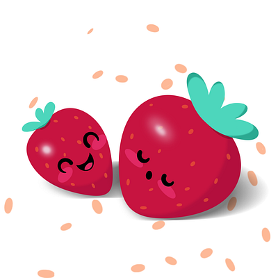 Happy Strawberries character childish design happy illustration strawberry