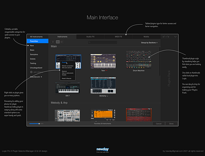 Logic Pro X Plugins Browser UX/UI Killer Design apple daw design interface logic logic pro x logicprox macos osx ui ux