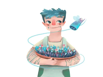 Fairy boy children digital digital paint digital painting fairytales illustration magic nature