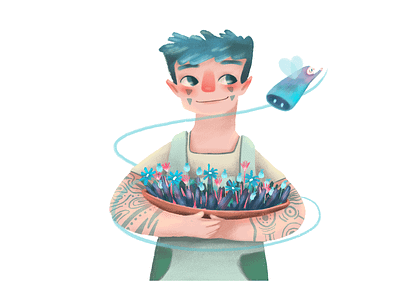 Fairy boy children digital digital paint digital painting fairytales illustration magic nature
