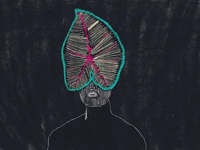 People an plants #2 2d black color illustration procreate