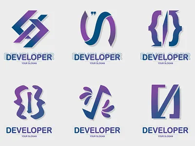 Coding Developer Logos branding coding coding logo company logo design develop developer logo elegant gradient graphic design hacker illustration logo png program purple sign simple ui vector