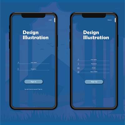 Sign in and Sign up UI design cartoon graphic design illustration ui design ux design vector
