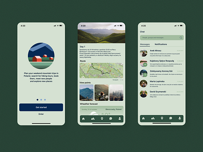 Weekendowe Wyprawy. Hiking app concept app design illustration ui ux