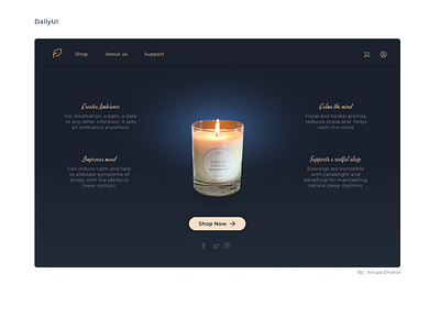 One Item e-commerce site - DailyUI branding candles contrast dailyui dark design ecommerce good design icon illustration landing page logo purchase now ui ux vector website