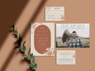 Fall wedding invite suite branding freelance invitation invites print wedding wedding invite