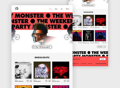 Weeknd Landing Page design ui ux web