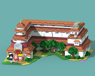 ⛩️ Ninja Academy ⛩️ 3d 3d art anime design graphic design illustration magicavoxel manga narutoshipudden naturo sakura sasuke voxel art
