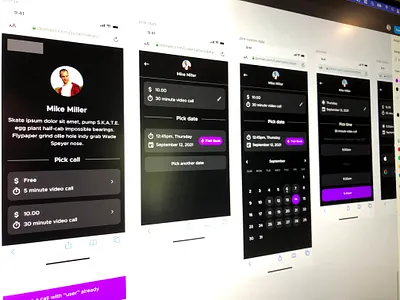 Calling Scheduling App Preview calendar call clean ui dark mode date material design preview schedule scheduling time ui vibrant video video call