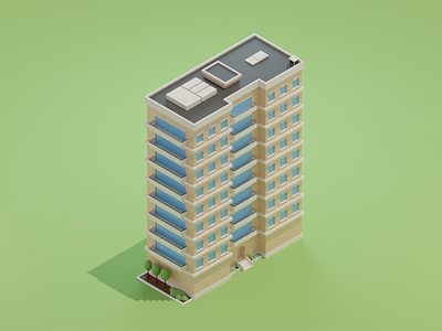 Low Poly Apartment Block 3d 3d design apartment architecture blender blender 3d blender3d building design isometric low poly lowpoly modelling render