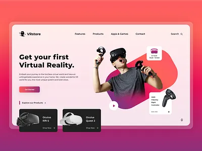 VR Store Website Design Concept adobe app appdesign branding design graphic design store tech ui uiux vr webapp website design webstore