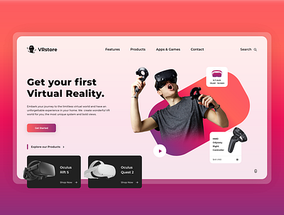 VR Store Website Design Concept adobe app appdesign branding design graphic design store tech ui uiux vr webapp website design webstore