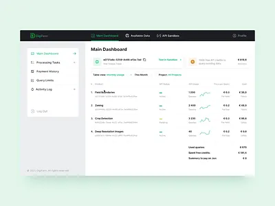 API Management Platform agriculture animation api billing dashboard digital engineering enterprise farm farming field boundaries geojson interaction interface invoice map norway platform query sandbox