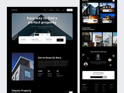 Real Estate Website Landing Page android app design branding building design houses illustration ios app design landing page logo mobile app mobile app ui design mobile uiux property design real estate real estate agency trendy design ui ui design web design website design