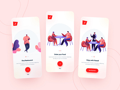 Leat - Restaurant Booking Onboarding screens app design application design design food app graphic design ios app minimal mobile app design onboarding design onboarding screens restaurant restaurant app ui ui ux design ui design uiux user interface