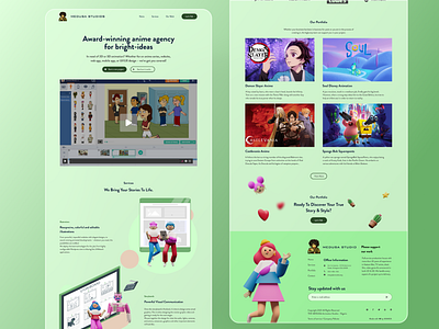 Animation Agency Landing Page 2d 3d animation anime app branding design figma glass glass morphism graphic design graphics home page illustration landing page motion graphics story board ui ux website