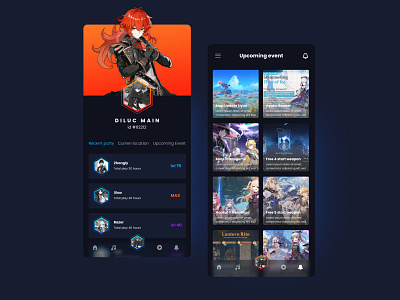 Genshin Impact - Mobile Profile App app design design ui uidesign