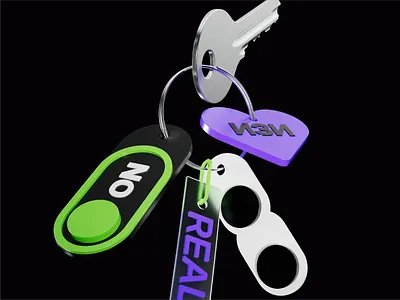 REAL EASY / It-meetup #3 3d branding graphic design green it meetup key ring purple