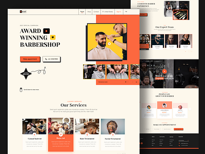 Revel - Barbershop Landing Page UI V2 2021 barber barber shop best shot clean commercial design homepage landing landing page landing page design minimal popular salon shop ui ux web web design website