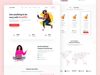 FastVPN - Landing Page clean clean ui design landing page ui ui design uidesign ux ux design vpn landing page vpn website website website ui website ux