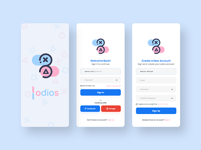Lodios App - Sign in Sign Up Page app app design clean clean ui design log in log in screen minimal minimalist design sign in sign up sign up page trend 2021 trendy trendy design ui ui design ui ux design uiux ux