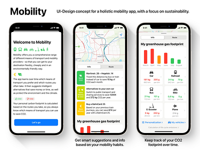 Holistic Mobility App app concept app design app ui concept apple design co2 emissions ios app ios concept iphone app means of transport mobility new mobility public transport railroad route planning ui concept ui design