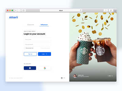 Influencer Marketing Platform - Login login marketing platform saas ui web