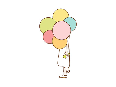 Girl with Balloon balloon girl banksy colors design dream girl happy icon illustration ipad memory minimal minimalism minimalist phone sketch summer vector wechat