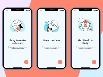 On boarding screens app concept on boarding ui