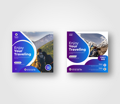 Travel Agency Social Media Post Template vol-3 vector